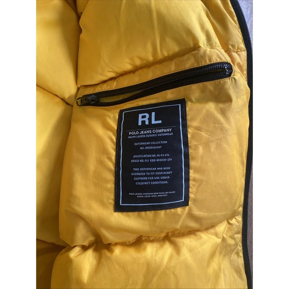 Vintage 90s Polo Ralph Lauren Down Puffer Jacket Large Black Spell Out Y2K